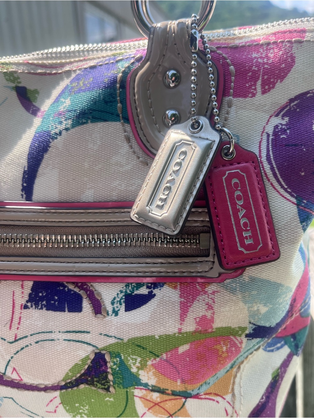 Coach Poppy Graffiti Multicolor Canvas Tote Shoulder Bag - Picture 3 of 10